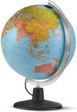 Kangaro Wereldbol Globe met verlichting - blauw - 30 cm - Topografie/aardrijkskunde - kunststof