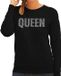 Bellatio Decorations Glitter Queen sweater zwart met steentjes/ rhinestones voor dames - Glitter kleding/ foute party outfit M