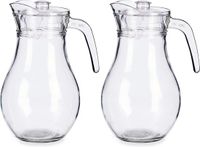 Vivalto Artesania Cerd Vivalto sapkan karaf met deksel - 2x - glas - inhoud 1,8 liter - transparant