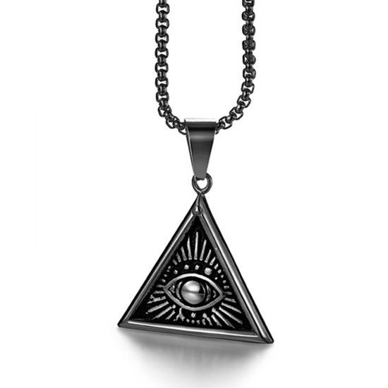 Mendes heren ketting Edelstaal Egyptisch Alziend Oog Zwart