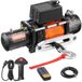 VEVOR 12 V kabellier, 6123 kg, motorlier, 12 V DC, elektrische lier met diameter 1 x 2438,4 cm, synthetische kabel, aluminium kabelgeleiding, draadloze/bekabelde afstandsbediening, IP55, voor het