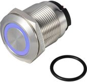 Tru Components TC-13224224 ONPOW6319F-10ZE/Q/B/12V/S Druktoets 36 V DC/AC 2 A 1x uit/(aan) Continu Blauw IP65