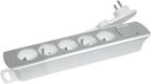 Gefom Bloc 5 stopcontacten + Inter Cable 3G1 1M40 - Design platte stekker zilver
