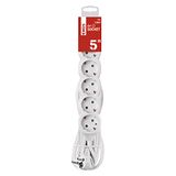 EMOS P0625R Stekkerdoos, 5 m kabel, wit, 1,5 mm2, stopcontacten 45° gedraaid, 6-voudig Schuko meervoudige stekkerdoos met kinderbeveiliging, IP20 voor binnen, 250 V, 5 meter