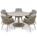 AVH-Collectie Union Luxor dining tuinset 140xH75 cm 6 delig taupe/zand/latte/linen aluminium inclusief kussen