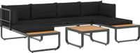 HKC Ensemble de canapé d'angle de jardin 4 pièces avec coussins en aluminium