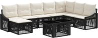 vidaXL Tuinbank Set 9 stuks Zwart en Crème Wit Polyrattan