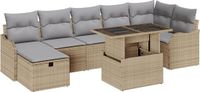 vidaXL Tuinbank Set Beige Polyrattan