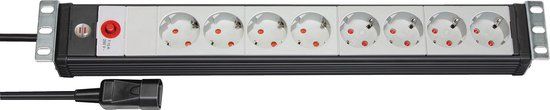 Brennenstuhl Premium-Line 19" Contactdoosstrip - 8-voudig - Zwart/Lichtgrijs
