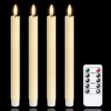 OEM BeltAvenue Holding B.V. Led-kaarsen - Vlamloze LED Kegels Met Afstandsbediening Timer, Waverende Ivoor Vensterkegels Batterij Voedde, Set van 6 Echte Cire Vlamloze Kegels (2 x 25CM) (Zonder Batterijen)