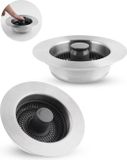 Merkloos Bouchon d'évacuation de cuisine Crépine en acier inoxydable 304 Pièce de rechange pour déchets alimentaires Filtre 70mm-86mm Diamètre d'évier