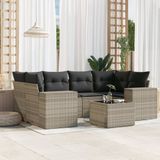 Maison Exclusive - Ensemble de jardin pour extérieur, 7 pièces, avec coussins, en polyrotin gris clair