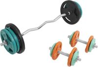 Gorilla Sports EZ-curlset 70 kg Gietijzer Rubber Coating - Halter met gewichten - 30 mm