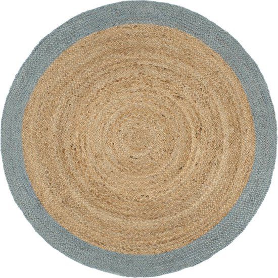 vidaXL Handgemaakt Vloerkleed - Rond - Jute - 150 cm - Groen