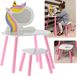 Table de toilette licorne blanche pour filles + tabouret 60x40x44/80 cm