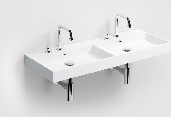 Clou Wash Me wastafel 110x42cm - Wit mat - Composiet - 2 kraangaten