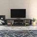 Hanah Home Glamorous tv-standaard, zwart en goud, 150 cm x 35,2 cm x 40 cm, 100% melamine gecoat particle board, 18 mm dik, stijlvol en functioneel voor moderne woonkamers