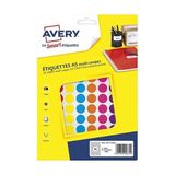 Avery 2940 tabletten 15 mm op kleur gesorteerd