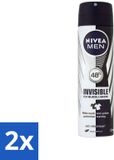 Nivea Men Deospray XXL Invisible Black & White Original Antitranspirant 200 ml (2 stuks)
