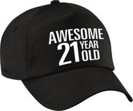 Bellatio Decorations Verjaardag cadeau petje - Awesome 21 year old - 21 jaar - zwart - volwassenen - baseball cap