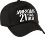 Bellatio Decorations Verjaardag cadeau petje - Awesome 21 year old - 21 jaar - zwart - volwassenen - baseball cap