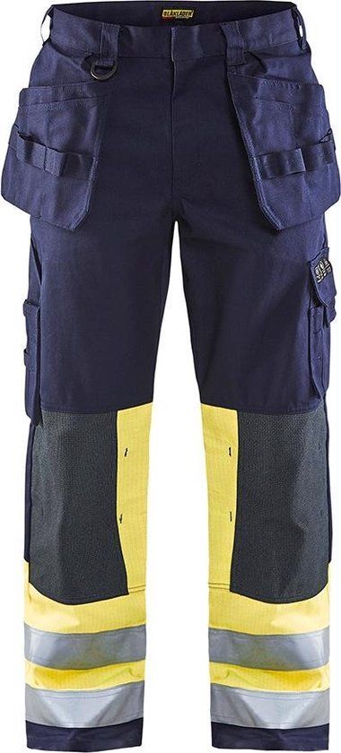 Blaklader Multinorm Werkbroek - Marine/High Vis Geel - Maat 52 - Lang