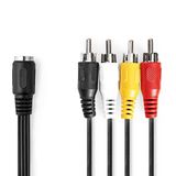 Nedis CAGL20475BK02 audiokabel 0,2 m DIN (5-pin) naar 4 x RCA Zwart
