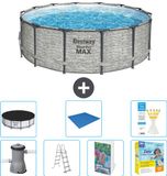 Bestway Rond Steel Pro MAX Zwembad - Steenprint - 427 x 122 cm