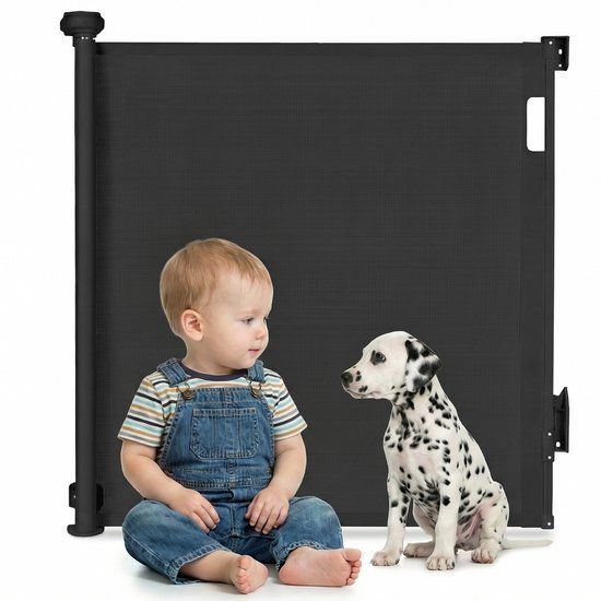 Lionelo Thea Oprolbaar Traphekje tot 140 cm – Geen Drempel – Dubbele Vergrendeling – UV-bestendig – Indicator voor Vergrendeling – 3 Montageclips – Veiligheidshekje voor Kind & Huisdier – Voor Binnen & Buiten – EN 1930:2011