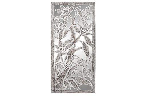 DRW wanddecoratie rechthoekig van MDF met bladeren in antiek wit 80 x 3 x 180 cm