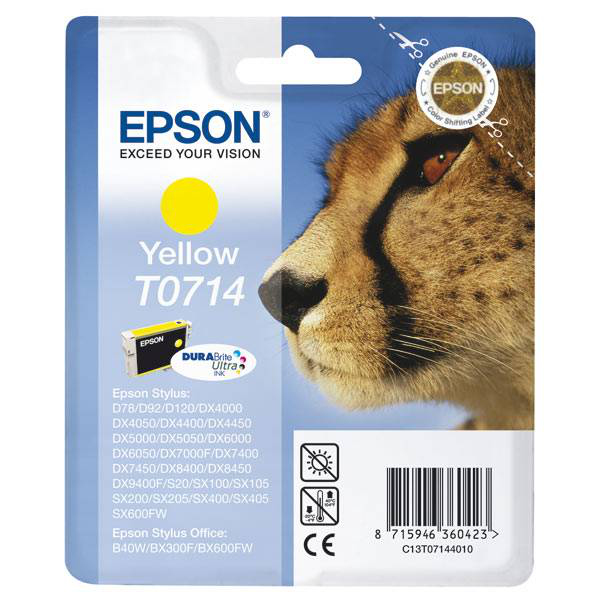 Epson inktpatroon Yellow T0714 DURABrite Ultra Ink single pack / geel