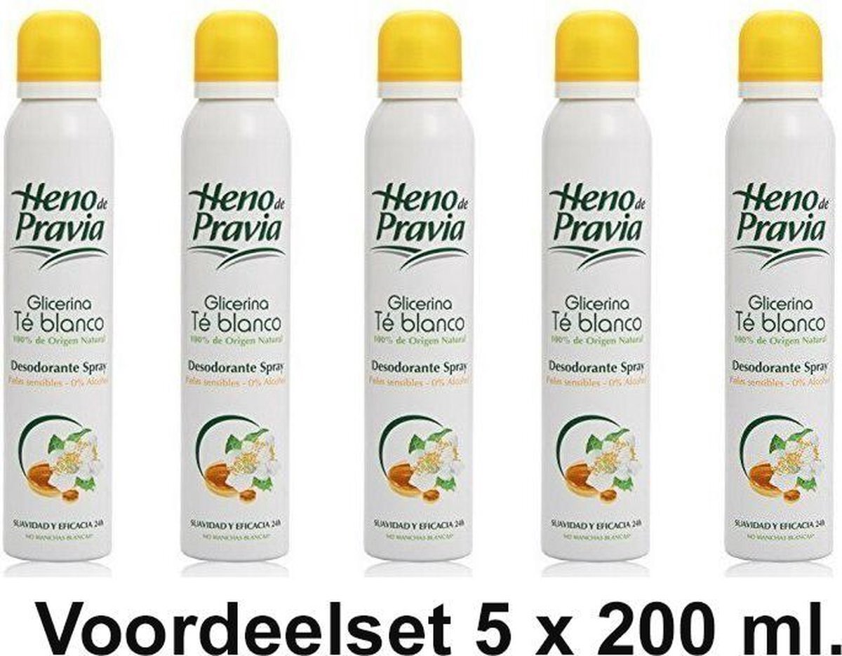 Heno de Pravia MULTI BUNDEL 5 stuks HENO DE PRAVIA GLICERINA&TE BLANCO - deodorant - spray 200 ml