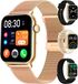 Siltcon Smartwatch Dames Pro - Smartwatch Heren Pro - Sporthorloge Dames & Heren - Stappenteller Horloge - Hartslagmeter – Bloeddrukmeter - Slaapmonitor - Saturatiemeter - Belfunctie - Elke Smartphone - RVS - Incl. 4 Bandjes - Goud