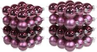 Merkloos / Sans marque Othmar Decorations Bv 72x stuks glazen kerstballen cherry roze (heather) 4 en 6 cm mat/glans