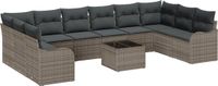 vidaXL Tuinbank Set 11-delig Grijs Polyrattan