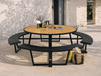 PERUGIA table de pique-nique ronde 8 places aluminium noir/aspect bois