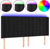 vidaXL - Hoofdbord - LED - 203x16x118/128 - cm - fluweel - zwart