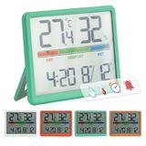 GIFTMARKET - Digitale binnenthermometer met hygrometer, comfortindicator, klok en kalender, kleur groen, ideaal voor thuis, ABS-materiaal, afmetingen 9,3 x 7,2 x 1,6 cm