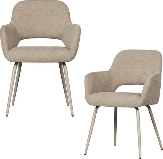 WOOOD Jenny Eetkamerstoelen - Velvet - Natural - Set van 2