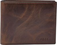 FOSSIL Derrick Bifold With Flip ID Dark Brown portemonnee van leer voor heren