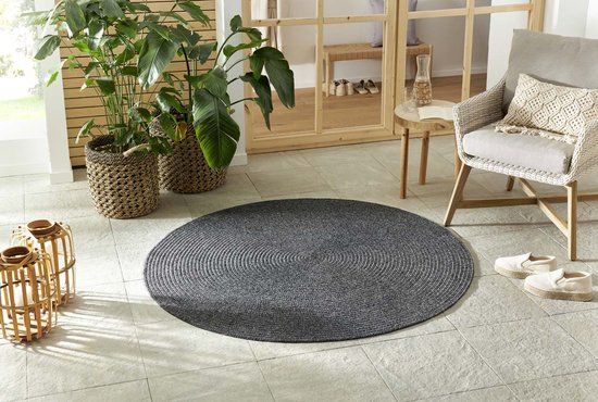 Northrugs Trenzado Rond Buitenkleed - Donkergrijs - 150 cm