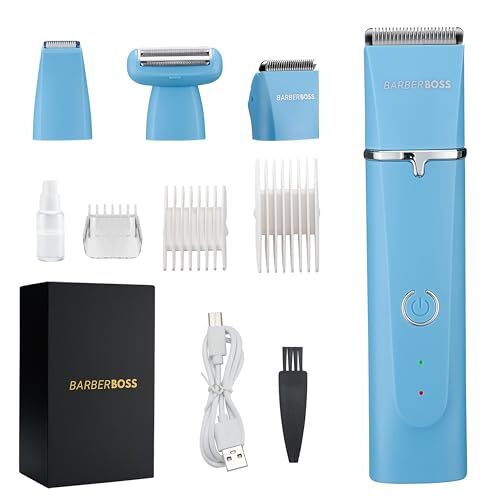 BARBERBOSS BarberBoss All-in-One Baardtrimmer voor mannen, Tondeuse voor mannen, Haartrimmer voor mannen, Tondeuse voor mannen knippen, Gezichtsverzorging, Knippen, 4 opzetkammen QR-6053