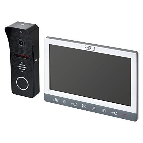 Emos H3010 Deurintercom/video-deurbel, waterdichte full-HD-camera met nachtzicht, monitor met 7 inch lcd-kleurendisplay, snapshot, opname, intercom