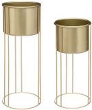 Atmosphera Plantenpotten 2x op metalen standaard goud