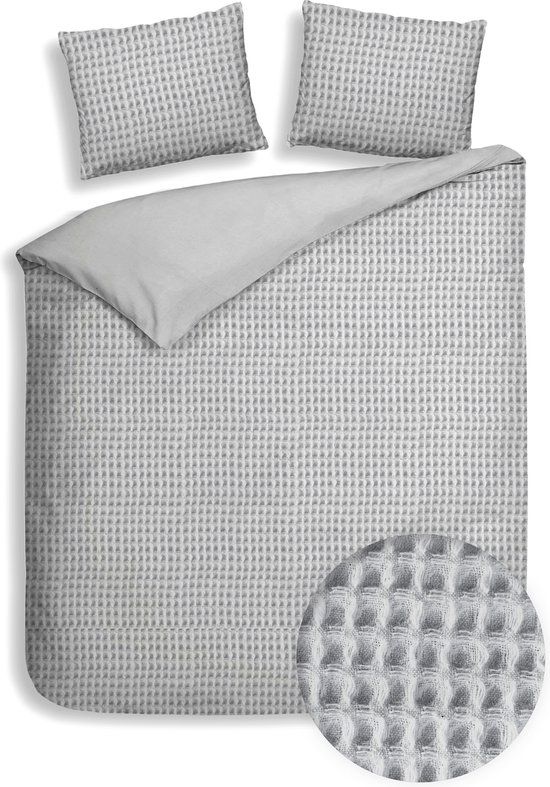 Heckettlane Vafala Dekbedovertrek - 240x220 - Grijs - Percale Katoen - Lits-jumeaux