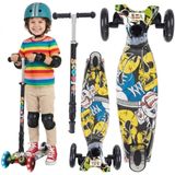 Vélo d'équilibre à trois roues avec éclairage LED et design graffiti, réglable pour enfants