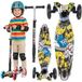 Vélo d'équilibre à trois roues avec éclairage LED et design graffiti, réglable pour enfants