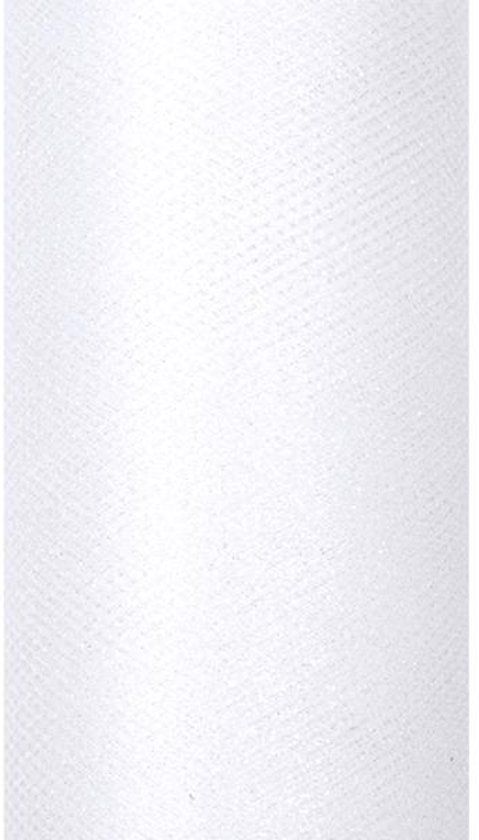 Tulle glitters, wit, 0.15 x 9m (1 stuks/ 9 lm)