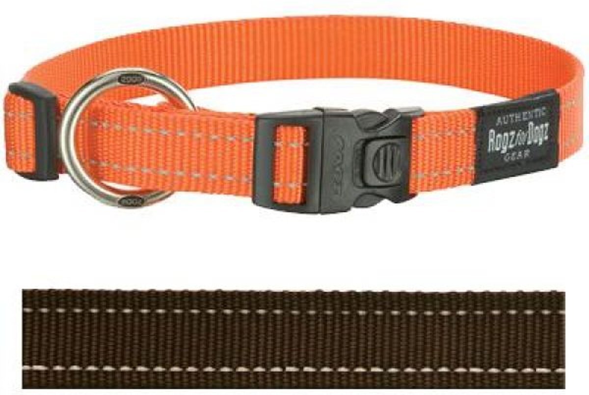 ROGZ FOR DOGS Fanbelt Hondenhalsband - 20 mm x 34-56 cm - Choco