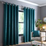 Fusion Strata Set van 2 thermische gordijnen met oogjes voor slaapkamer, woonkamer en deur, turquoise, 117 x 229 cm, 100% katoen